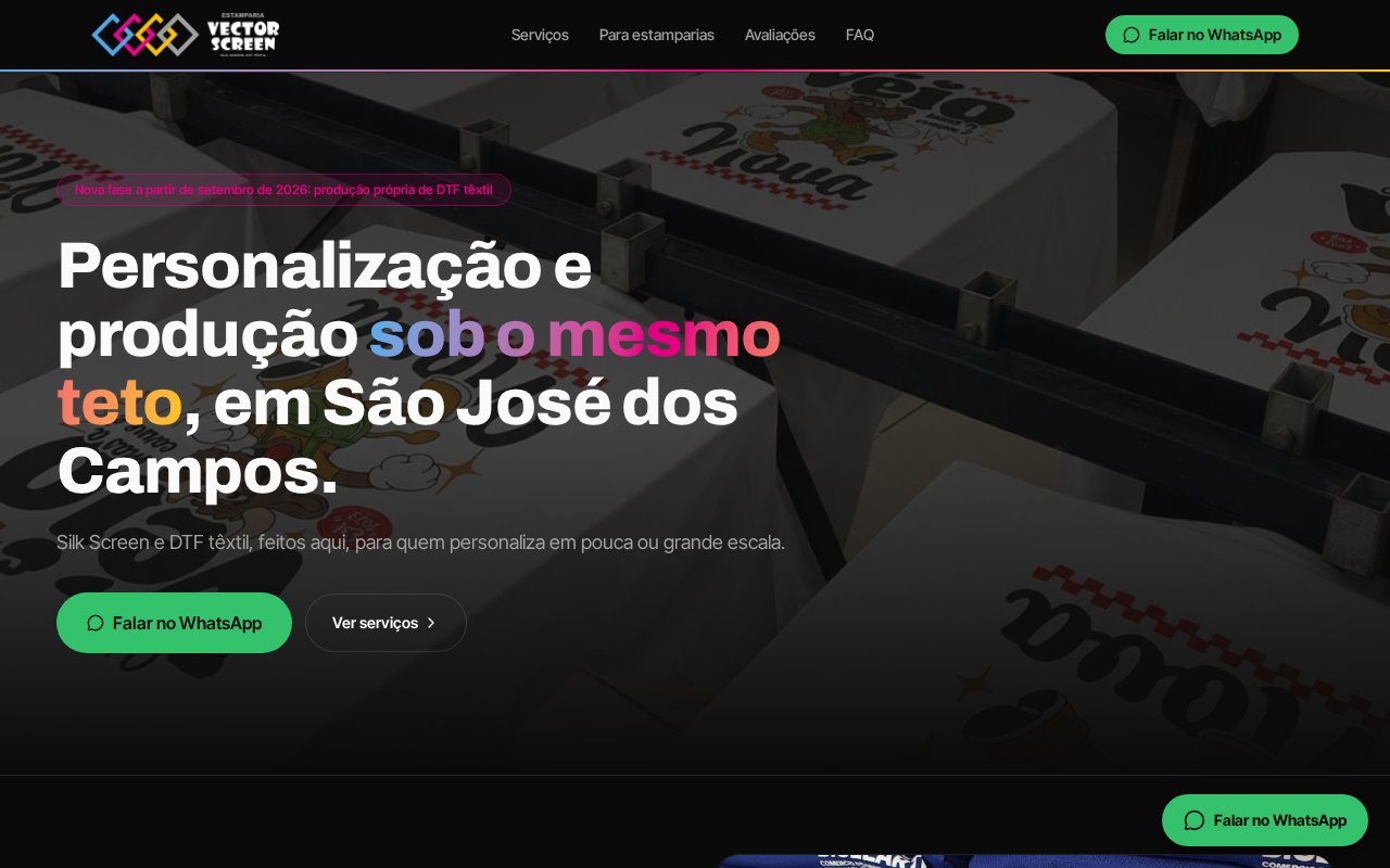 Site Vector Screen, projeto Alvo Digital